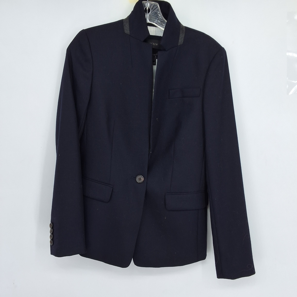 J. Crew Sz 4 Navy Blazer with Gray Trim